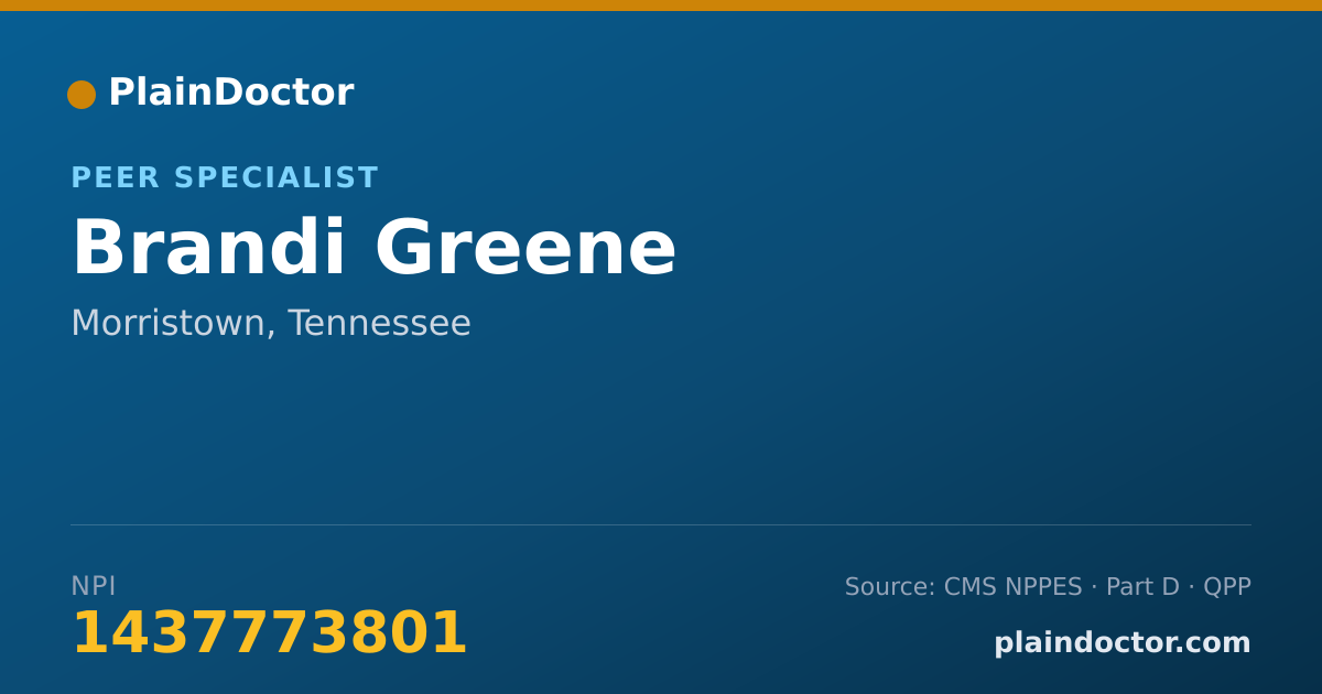 Shareable card for Brandi Greene - Peer Specialist, Morristown, TN