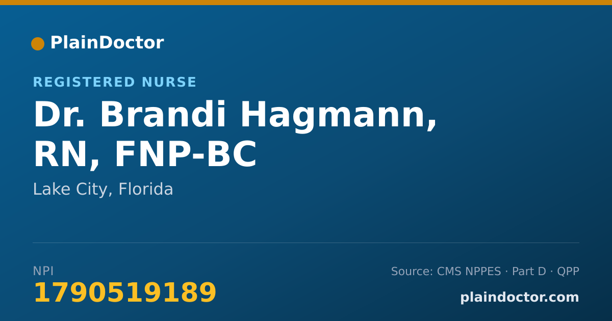 Shareable card for Brandi Hagmann, RN, FNP-BC - Registered Nurse, Lake City, FL