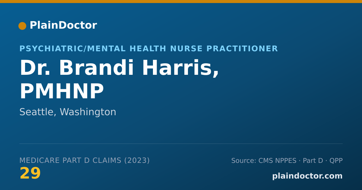 Shareable card for Brandi Harris, PMHNP - Psychiatric/Mental Health Nurse Practitioner, Seattle, WA