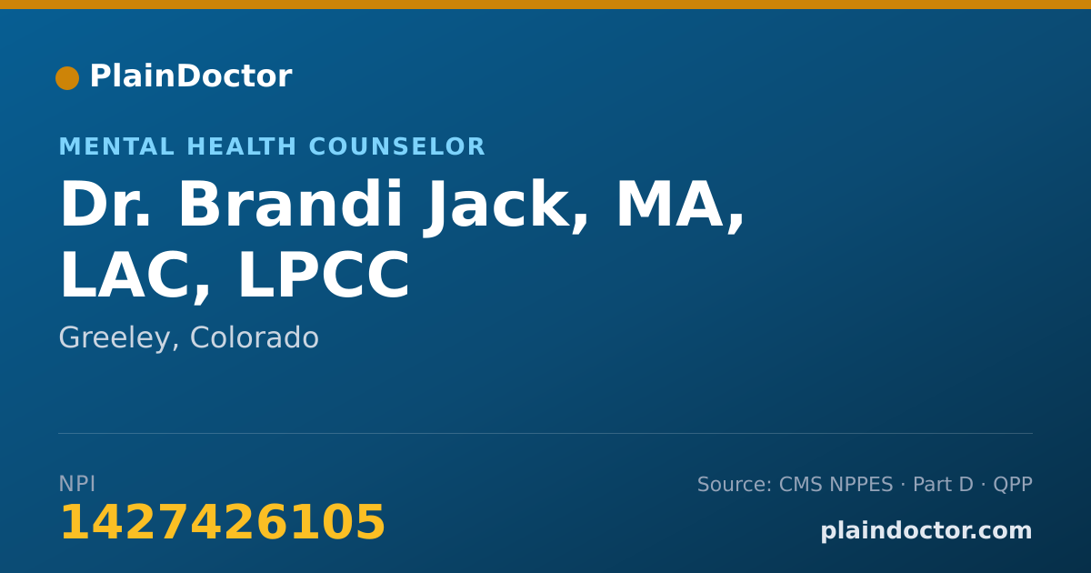 Shareable card for Brandi Jack, MA, LAC, LPCC - Mental Health Counselor, Greeley, CO