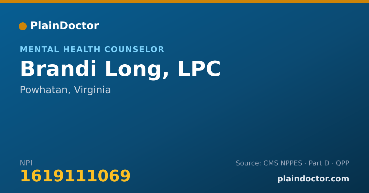 Shareable card for Brandi Long, LPC - Mental Health Counselor, Powhatan, VA