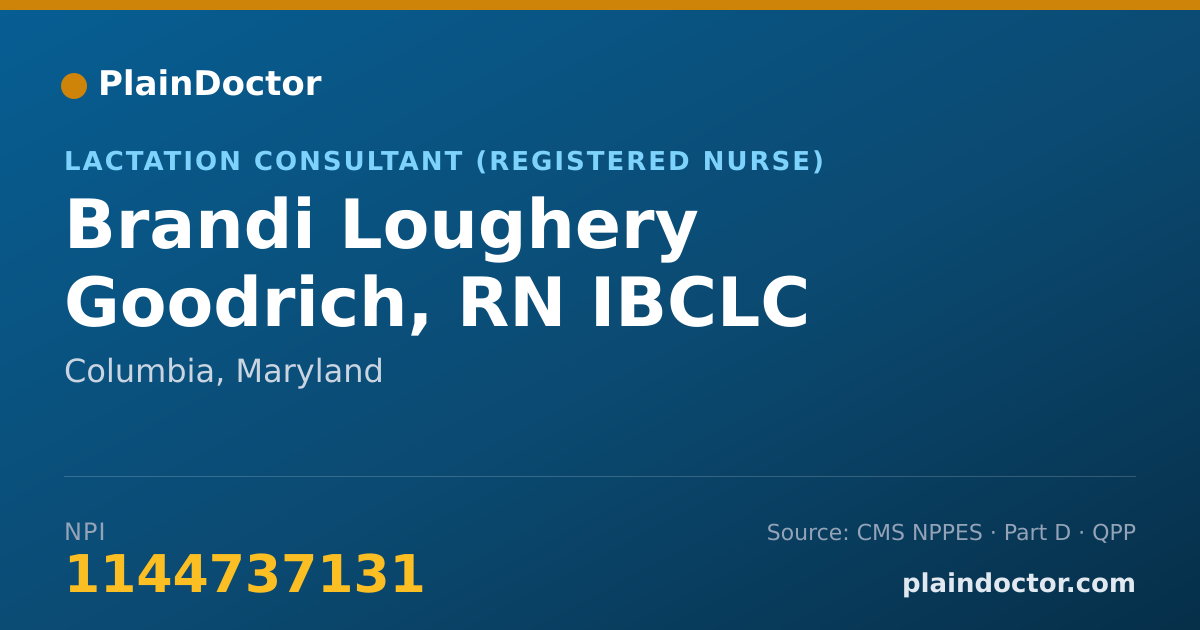 Shareable card for Brandi Loughery Goodrich, RN IBCLC - Lactation Consultant (Registered Nurse), Columbia, MD
