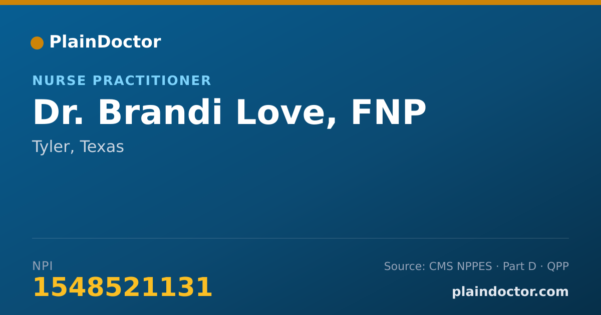 Shareable card for Brandi Love, FNP - Nurse Practitioner, Tyler, TX