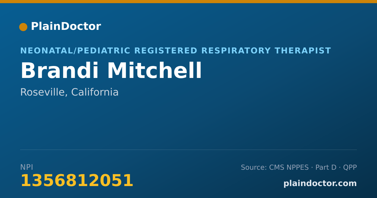 Shareable card for Brandi Mitchell - Neonatal/Pediatric Registered Respiratory Therapist, Roseville, CA
