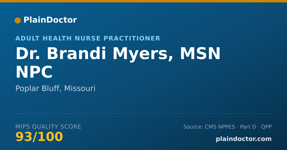 Shareable card for Brandi Myers, MSN NPC - Adult Health Nurse Practitioner, Poplar Bluff, MO