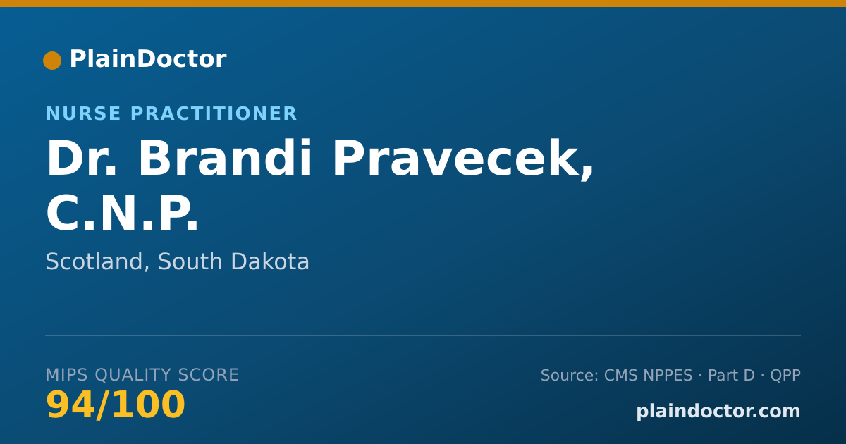 Shareable card for Brandi Pravecek, C.N.P. - Nurse Practitioner, Scotland, SD