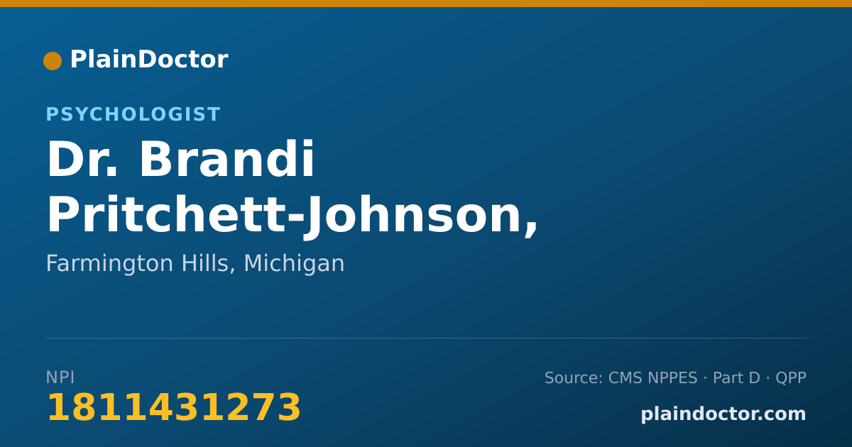 Shareable card for Brandi Pritchett-Johnson, PH.D. - Psychologist, Farmington Hills, MI