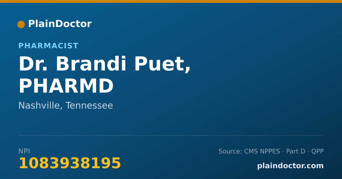 Shareable card for Brandi Puet, PHARMD - Pharmacist, Nashville, TN