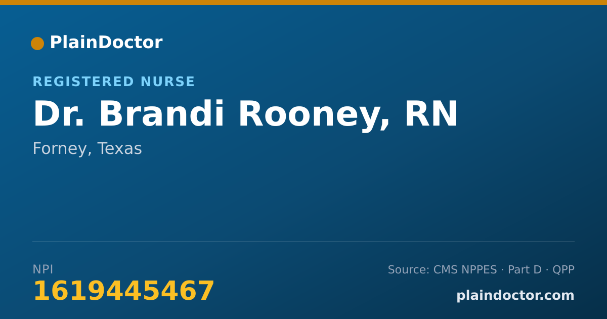 Shareable card for Brandi Rooney, RN - Registered Nurse, Forney, TX