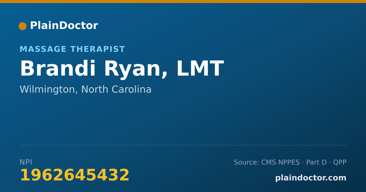 Shareable card for Brandi Ryan, LMT - Massage Therapist, Wilmington, NC