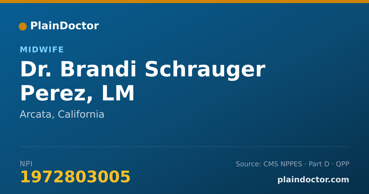 Shareable card for Brandi Schrauger Perez, LM - Midwife, Arcata, CA