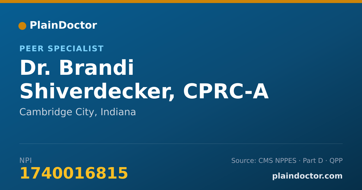 Shareable card for Brandi Shiverdecker, CPRC-A - Peer Specialist, Cambridge City, IN