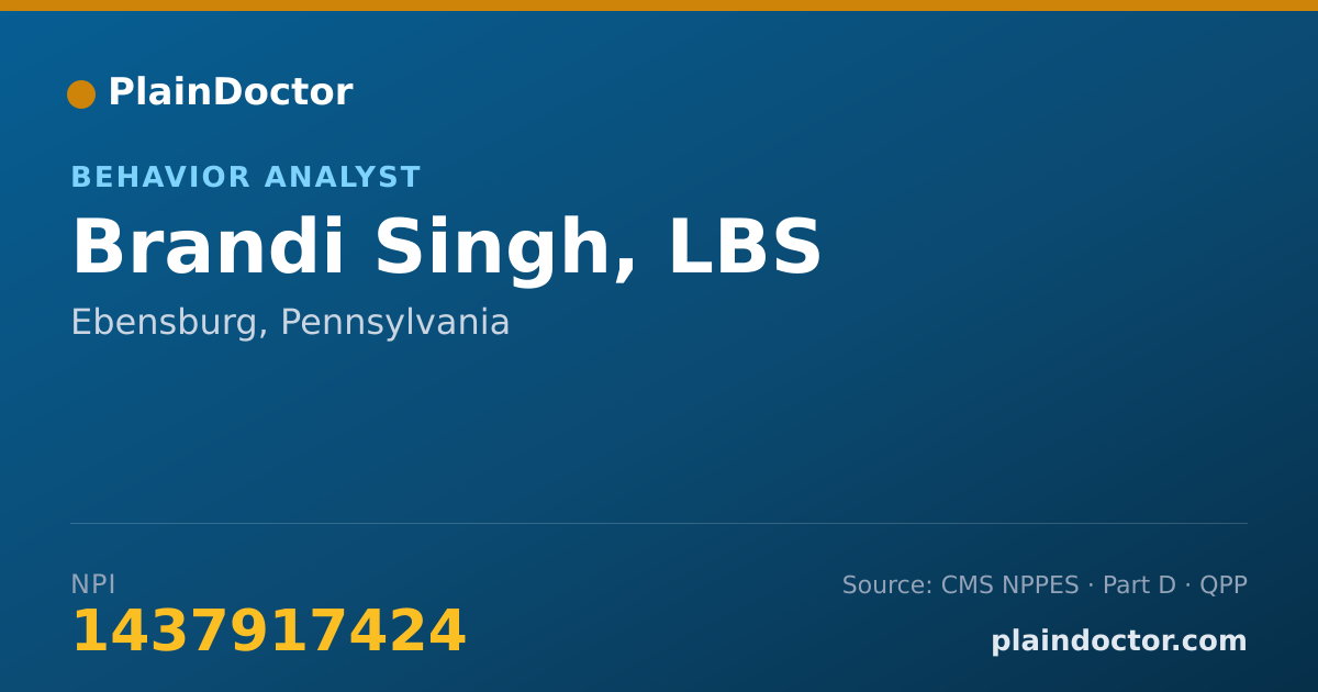 Shareable card for Brandi Singh, LBS - Behavior Analyst, Ebensburg, PA