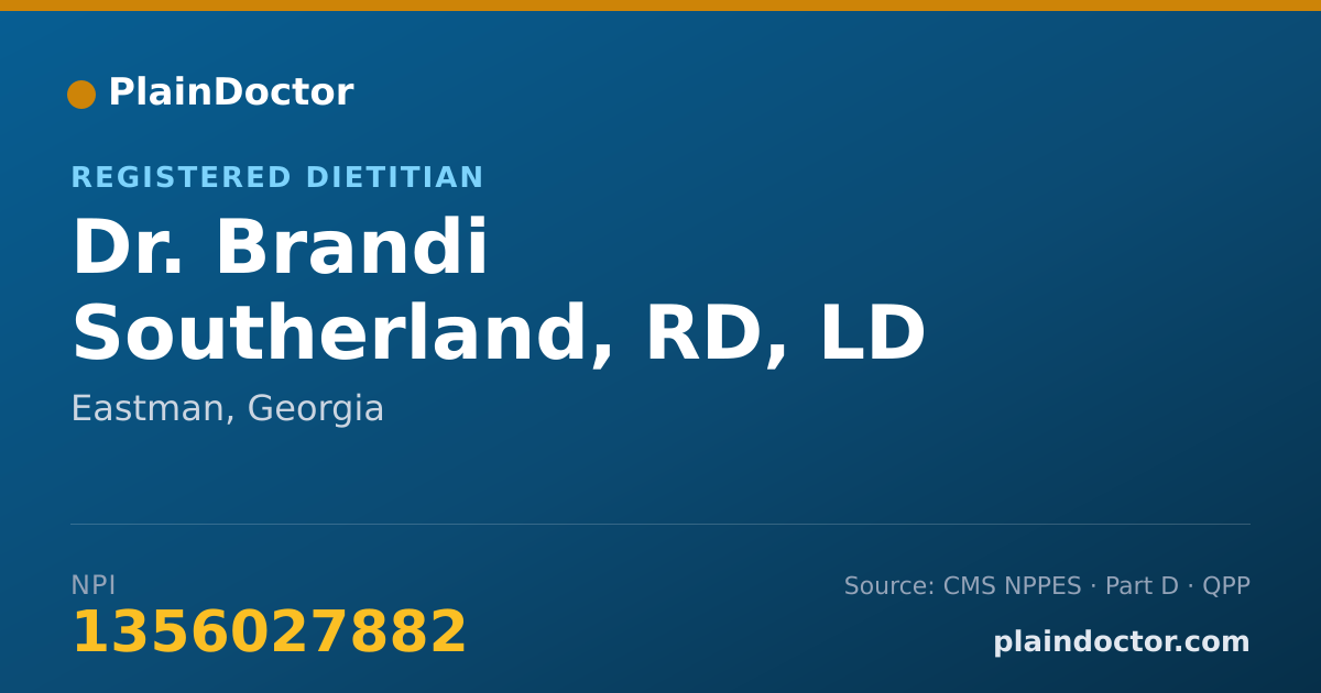 Shareable card for Brandi Southerland, RD, LD - Registered Dietitian, Eastman, GA