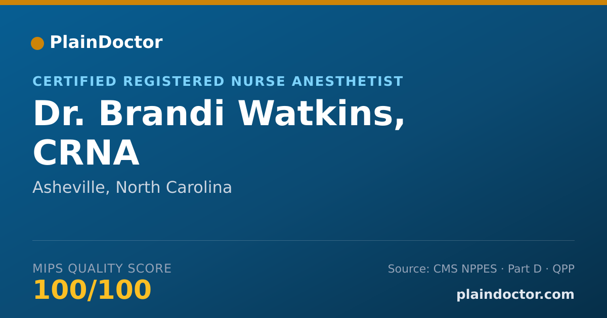 Shareable card for Brandi Watkins, CRNA - Certified Registered Nurse Anesthetist, Asheville, NC
