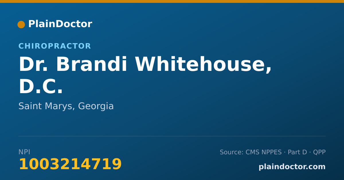 Shareable card for Brandi Whitehouse, D.C. - Chiropractor, Saint Marys, GA