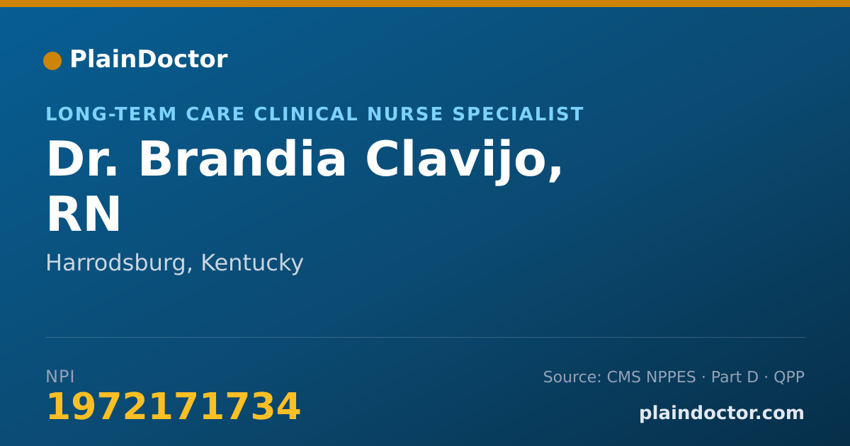 Shareable card for Brandia Clavijo, RN - Long-Term Care Clinical Nurse Specialist, Harrodsburg, KY