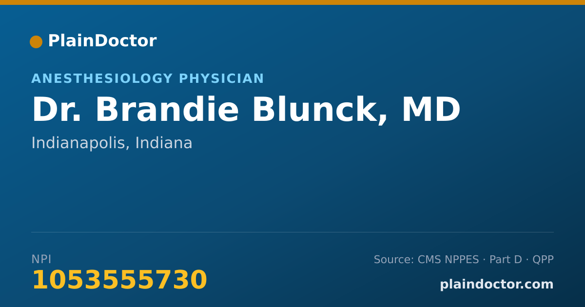 Shareable card for Brandie Blunck, MD - Anesthesiology Physician, Indianapolis, IN