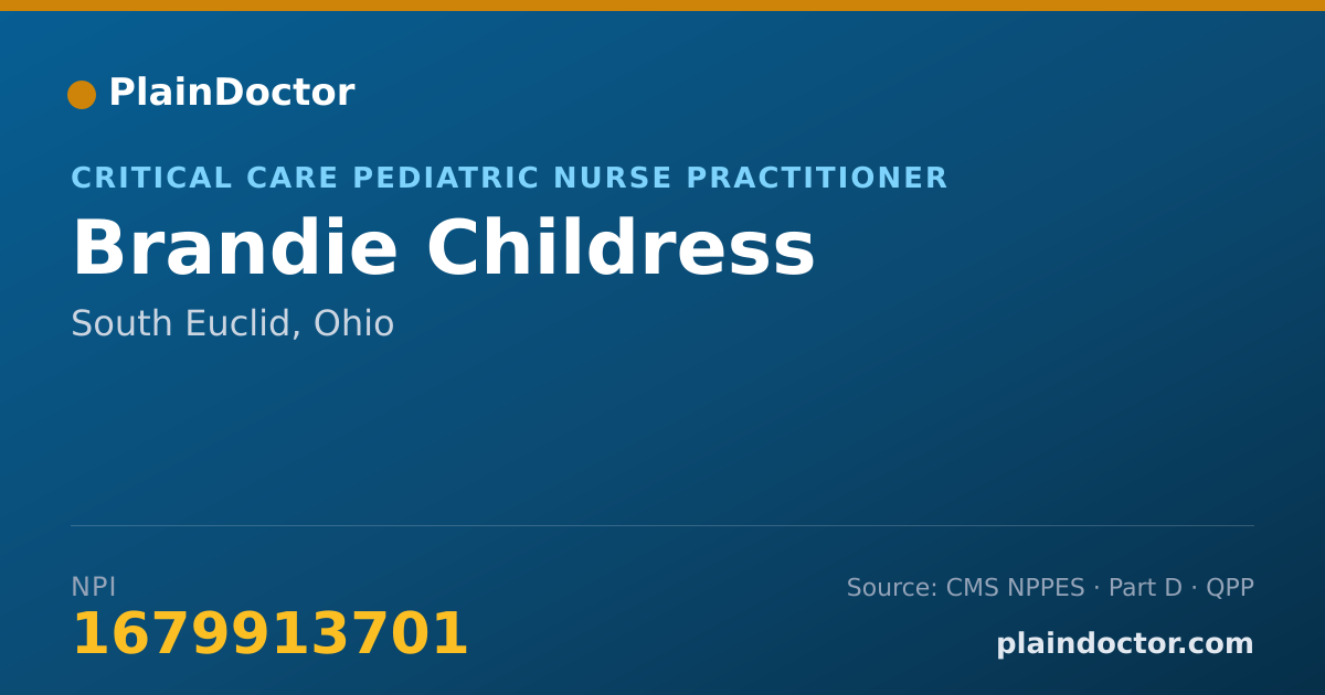 Shareable card for Brandie Childress - Critical Care Pediatric Nurse Practitioner, South Euclid, OH