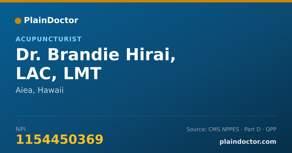 Shareable card for Brandie Hirai, LAC, LMT - Acupuncturist, Aiea, HI