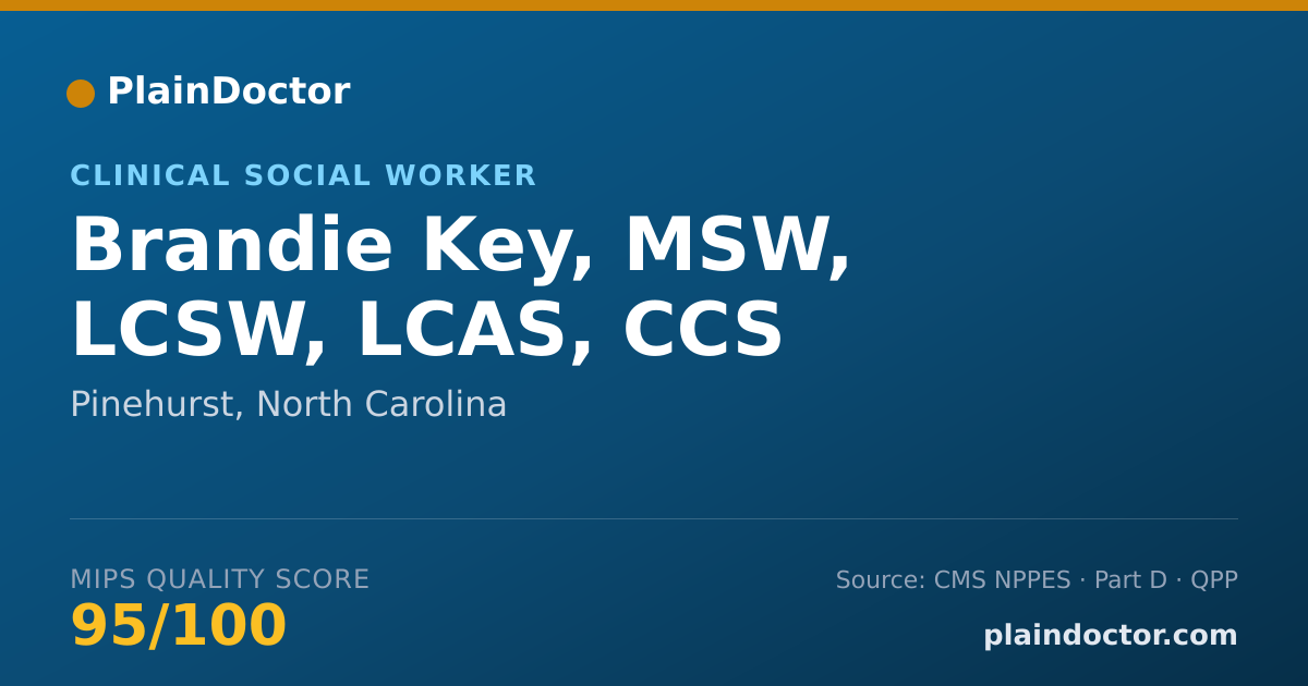 Shareable card for Brandie Key, MSW, LCSW, LCAS, CCS - Addiction (Substance Use Disorder) Counselor, Pinehurst, NC
