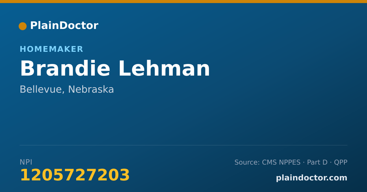 Shareable card for Brandie Lehman - Homemaker, Bellevue, NE