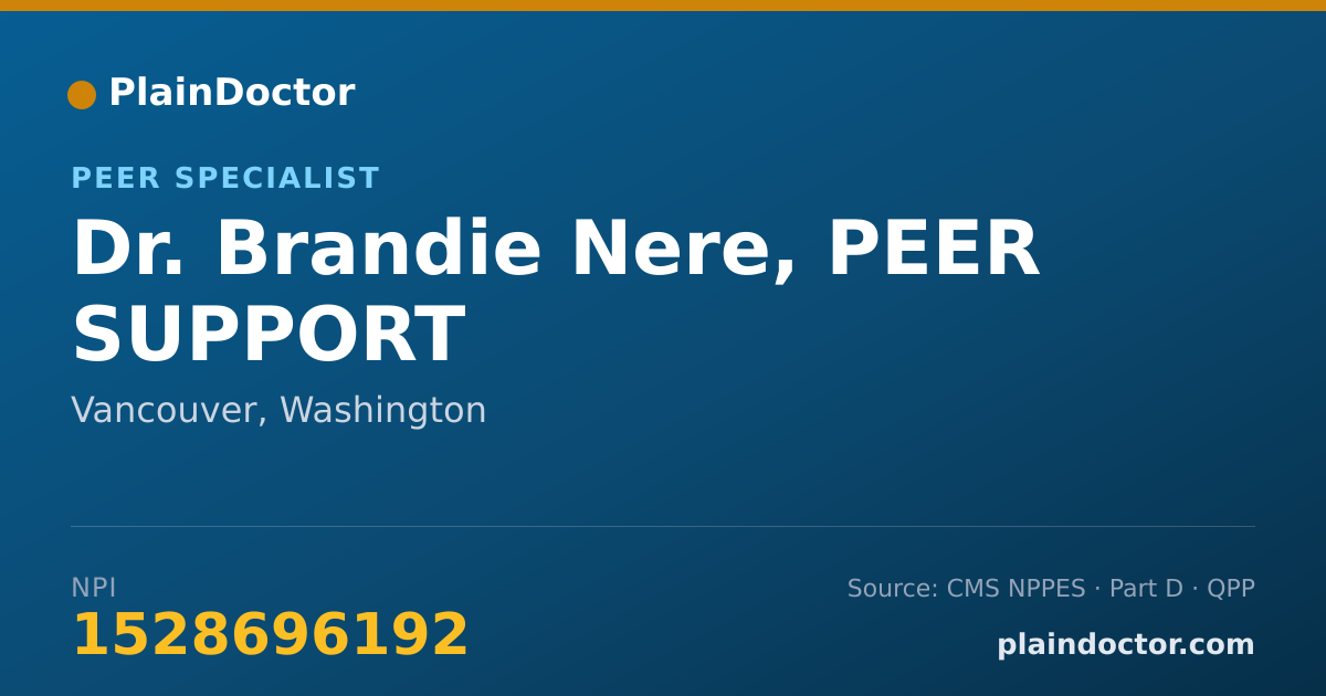 Shareable card for Brandie Nere, PEER SUPPORT - Peer Specialist, Vancouver, WA