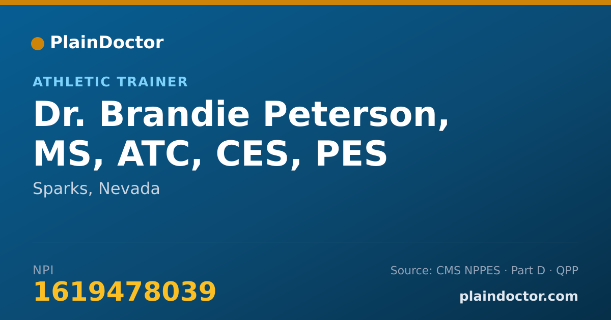 Shareable card for Brandie Peterson, MS, ATC, CES, PES - Athletic Trainer, Sparks, NV