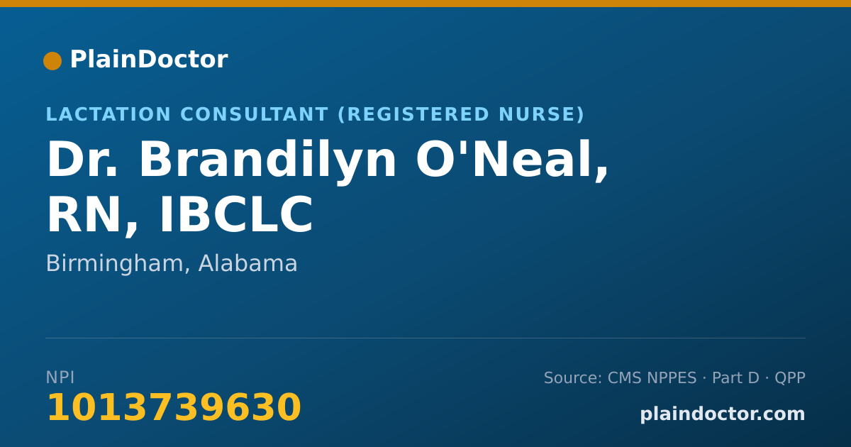 Shareable card for Brandilyn O'Neal, RN, IBCLC - Lactation Consultant (Registered Nurse), Birmingham, AL