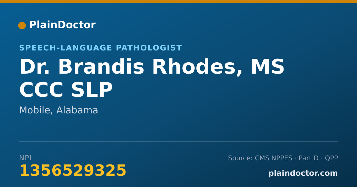 Shareable card for Brandis Rhodes, MS CCC SLP - Speech-Language Pathologist, Mobile, AL