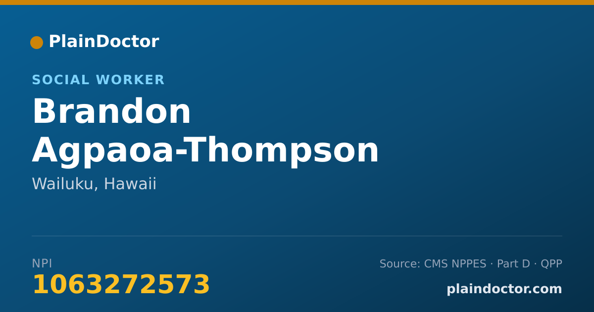 Shareable card for Brandon Agpaoa-Thompson - Social Worker, Wailuku, HI