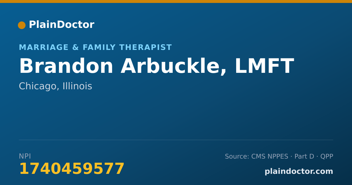 Shareable card for Brandon Arbuckle, LMFT - Marriage & Family Therapist, Chicago, IL