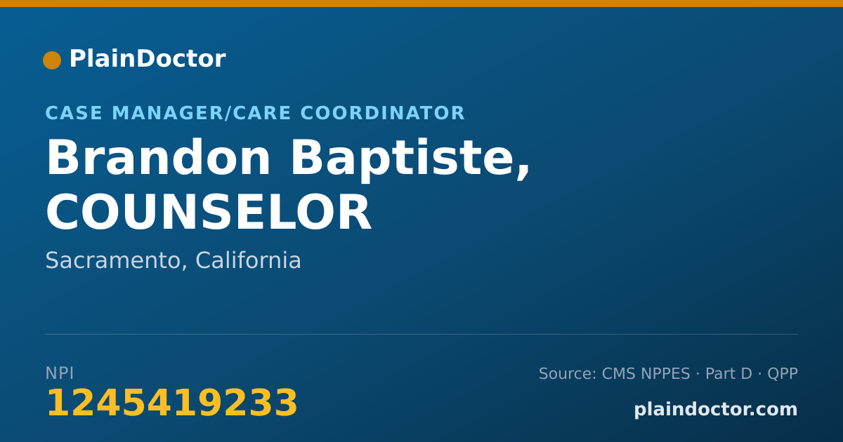 Shareable card for Brandon Baptiste, COUNSELOR - Addiction (Substance Use Disorder) Counselor, Sacramento, CA