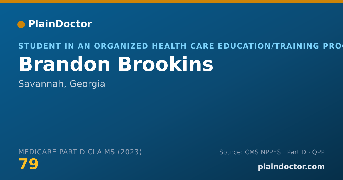 Shareable card for Brandon Brookins - Student in an Organized Health Care Education/Training Program, Savannah, GA