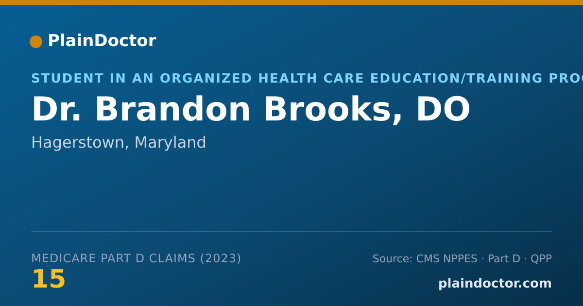 Shareable card for Brandon Brooks, DO - Student in an Organized Health Care Education/Training Program, Hagerstown, MD