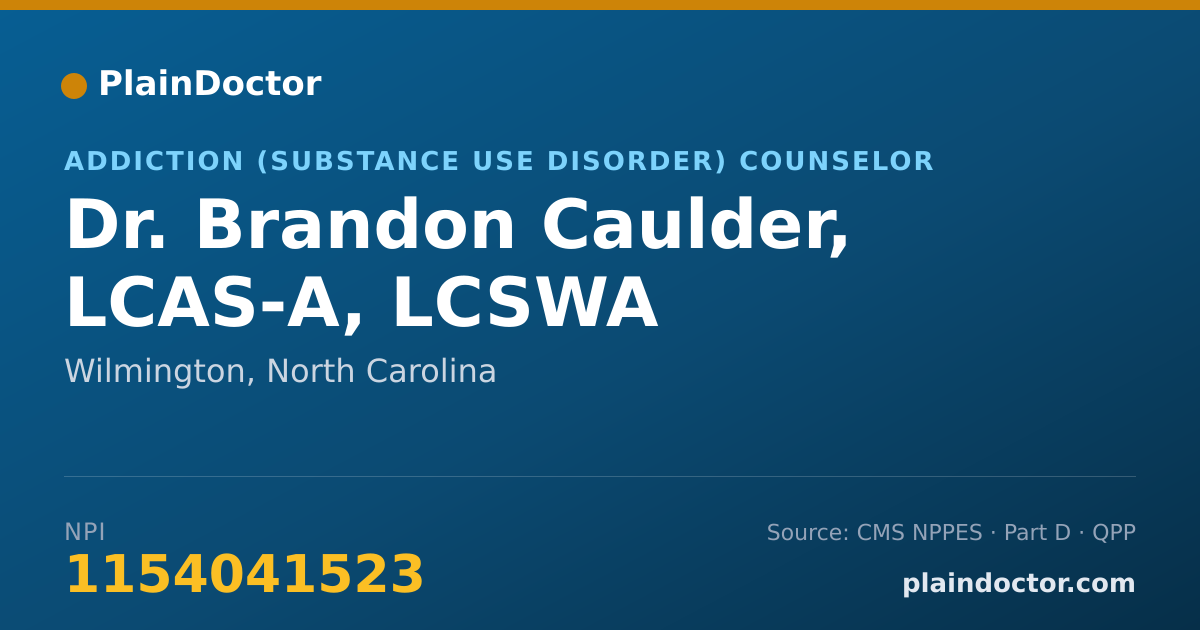 Shareable card for Brandon Caulder, LCAS-A, LCSWA - Addiction (Substance Use Disorder) Counselor, Wilmington, NC
