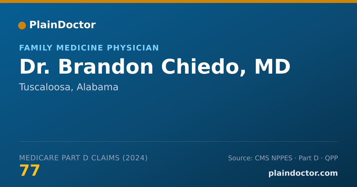 Shareable card for Brandon Chiedo, MD - Family Medicine Physician, Tuscaloosa, AL