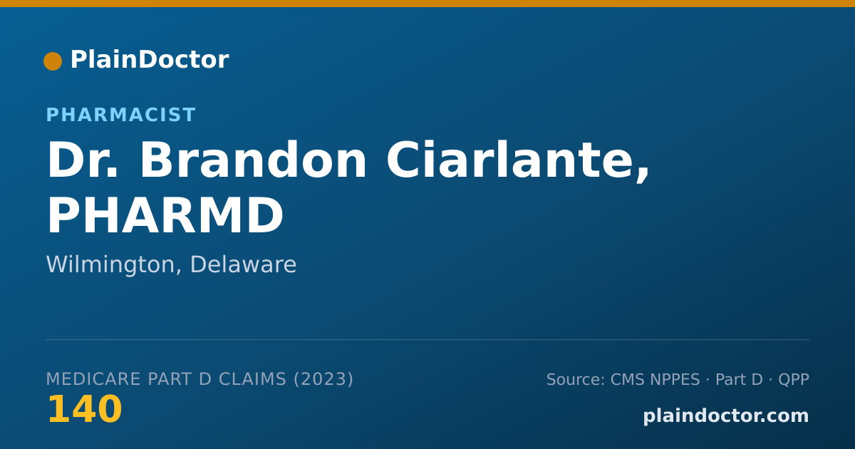 Shareable card for Brandon Ciarlante, PHARMD - Pharmacist, Wilmington, DE