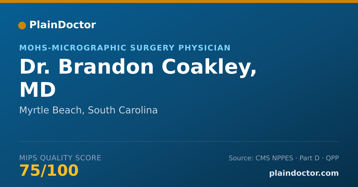 Shareable card for Brandon Coakley, MD - MOHS-Micrographic Surgery Physician, Myrtle Beach, SC