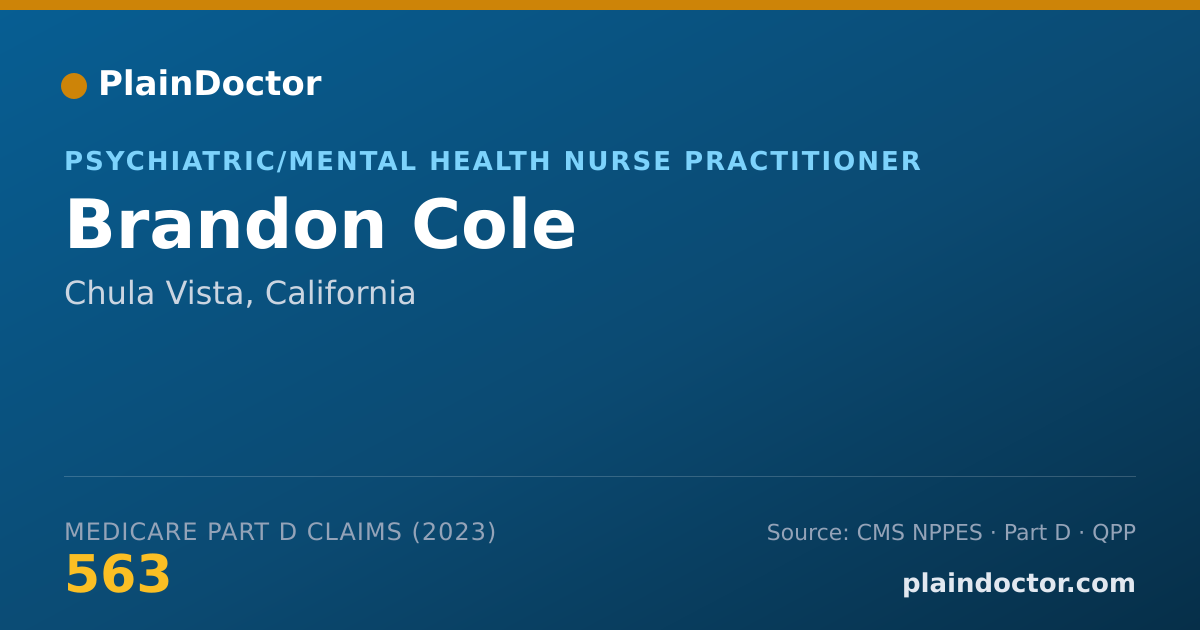 Shareable card for Brandon Cole - Psychiatric/Mental Health Nurse Practitioner, Chula Vista, CA