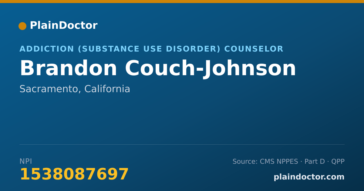 Shareable card for Brandon Couch-Johnson - Addiction (Substance Use Disorder) Counselor, Sacramento, CA