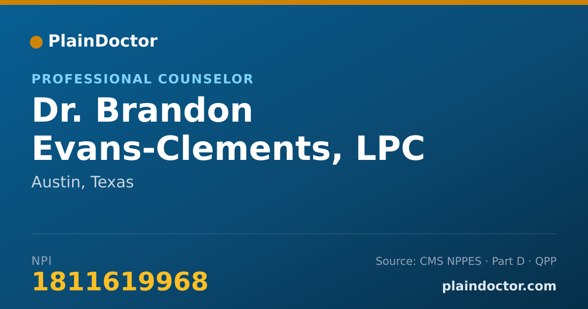 Shareable card for Brandon Evans-Clements, LPC - Professional Counselor, Austin, TX