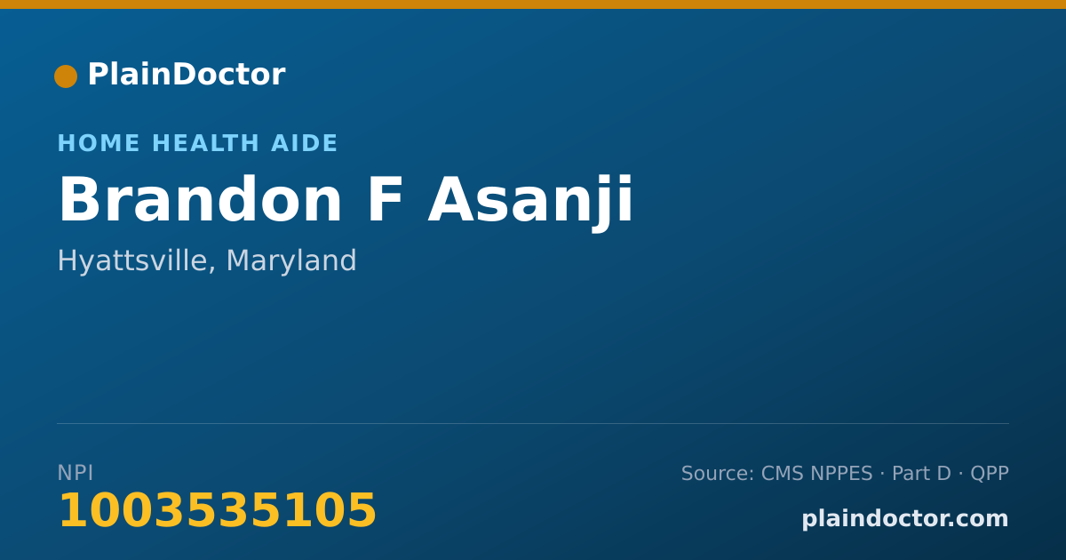 Shareable card for Brandon F Asanji - Home Health Aide, Hyattsville, MD