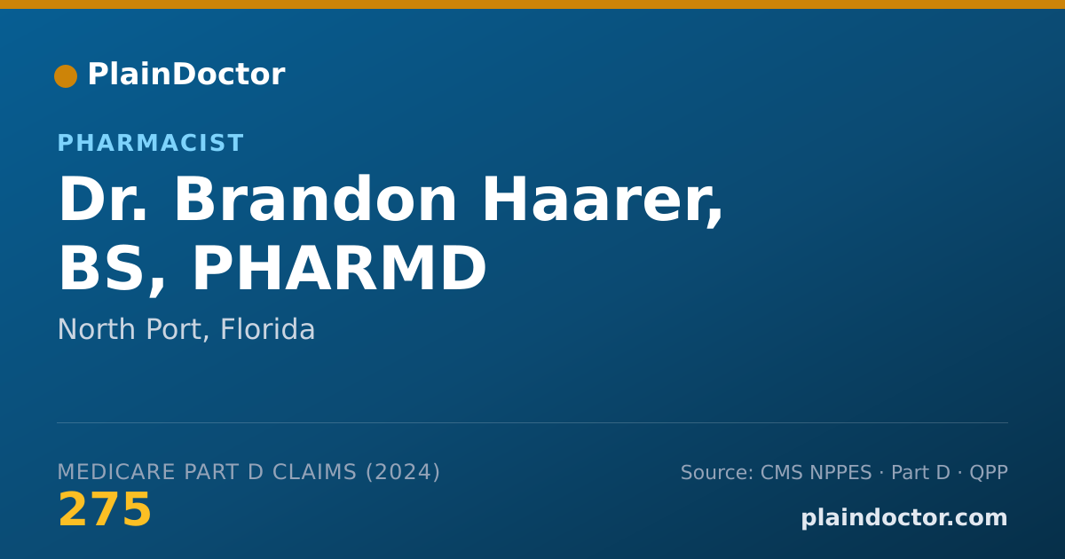 Shareable card for Brandon Haarer, BS, PHARMD - Pharmacist, North Port, FL
