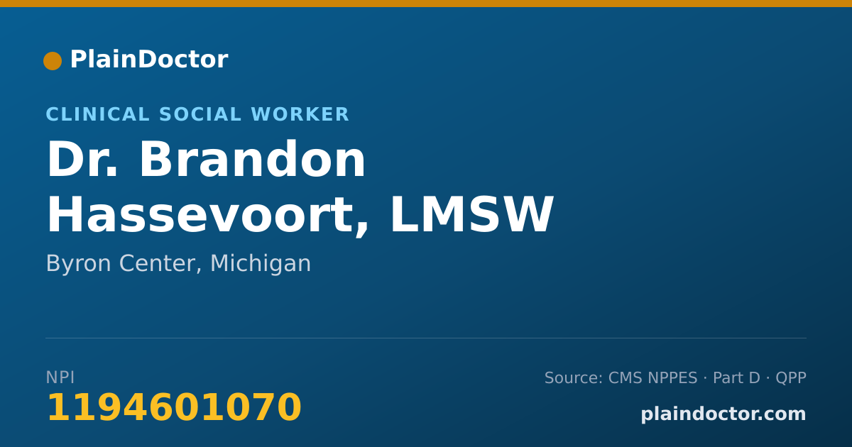 Shareable card for Brandon Hassevoort, LMSW - Clinical Social Worker, Byron Center, MI