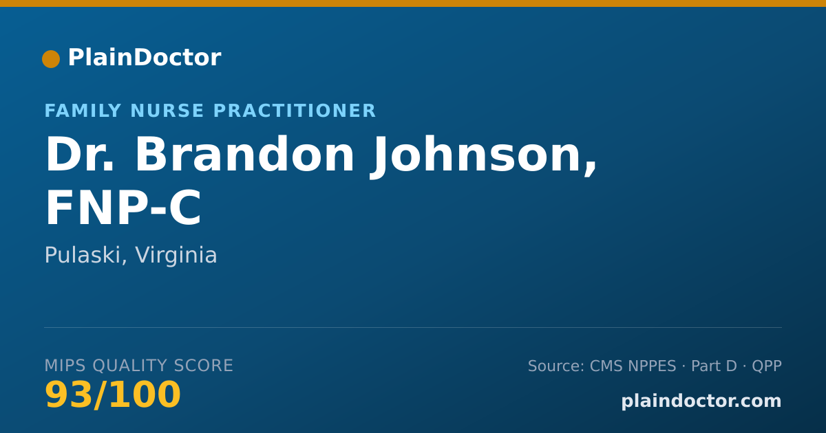 Shareable card for Brandon Johnson, FNP-C - Family Nurse Practitioner, Pulaski, VA
