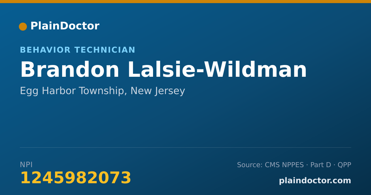 Shareable card for Brandon Lalsie-Wildman - Behavior Technician, Egg Harbor Township, NJ