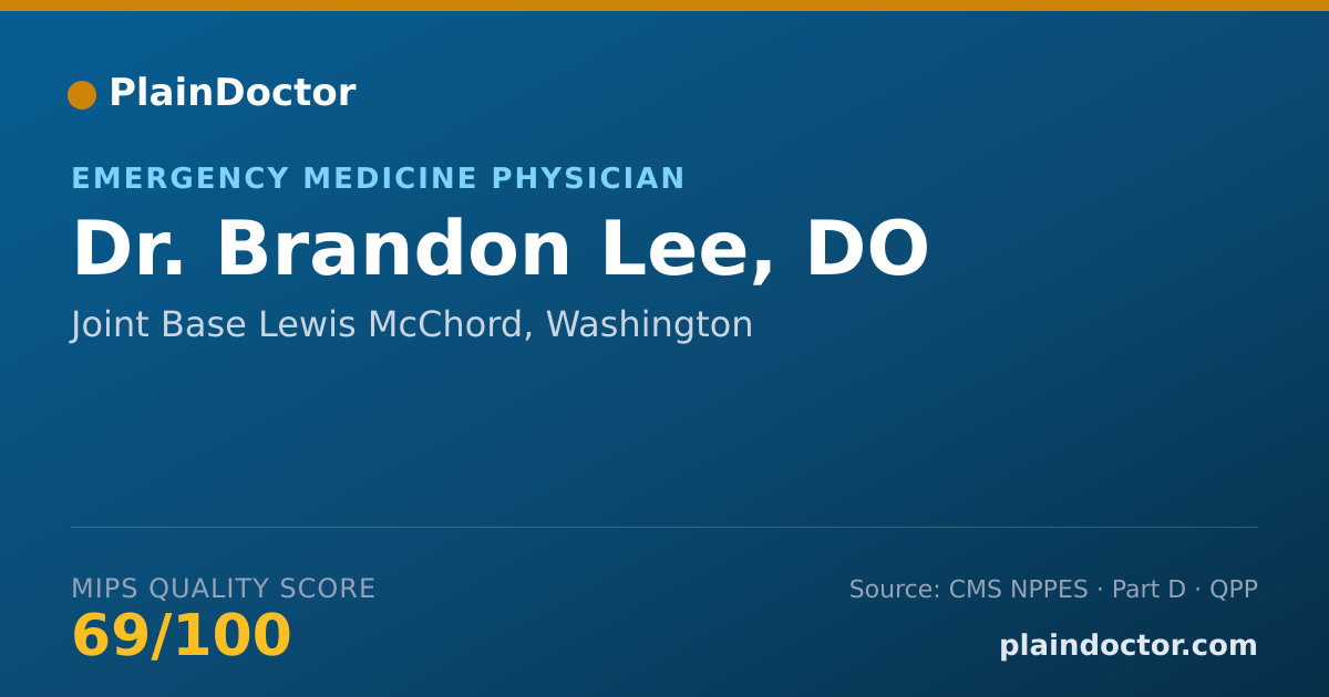 Shareable card for Brandon Lee, DO - Emergency Medicine Physician, Joint Base Lewis McChord, WA