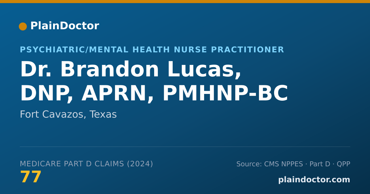 Shareable card for Brandon Lucas, DNP, APRN, PMHNP-BC - Psychiatric/Mental Health Nurse Practitioner, Fort Cavazos, TX