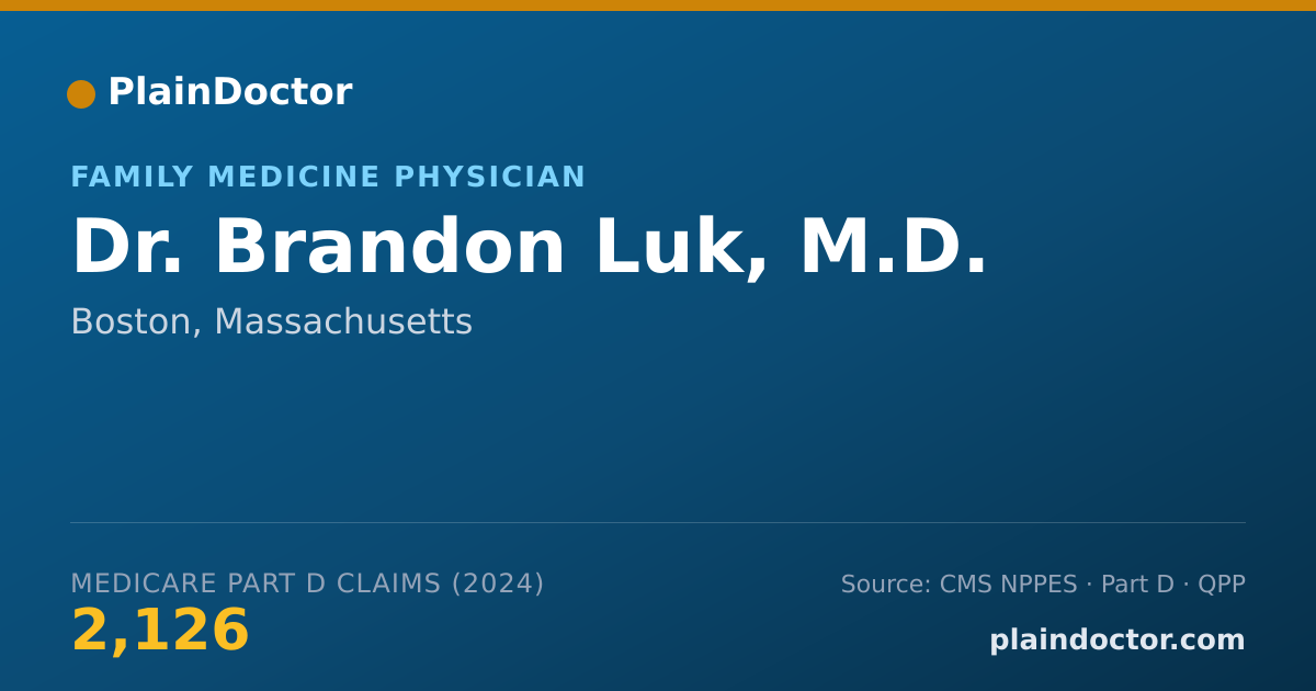 Shareable card for Brandon Luk, M.D. - Family Medicine Physician, Boston, MA